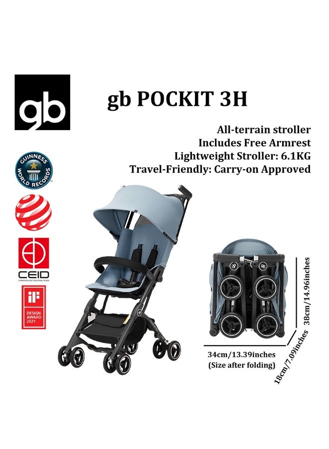 جي بي عربة أطفال gb Pockit+ متعددة الاستخدامات، فائقة الصغر وخفيفة الوزن، مناسبة للسفر للأطفال الرضع والصغار، متوافقة مع معايير أمتعة الطيران المحمولة، لون أزرق فاتح - Image 5